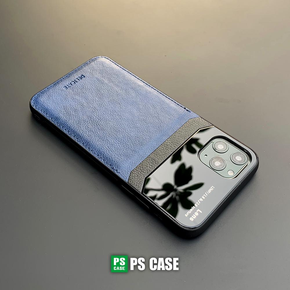 Ốp lưng da kính cao cấp dành cho iPhone 11 Pro - Màu xanh - PS Case Phân Phối