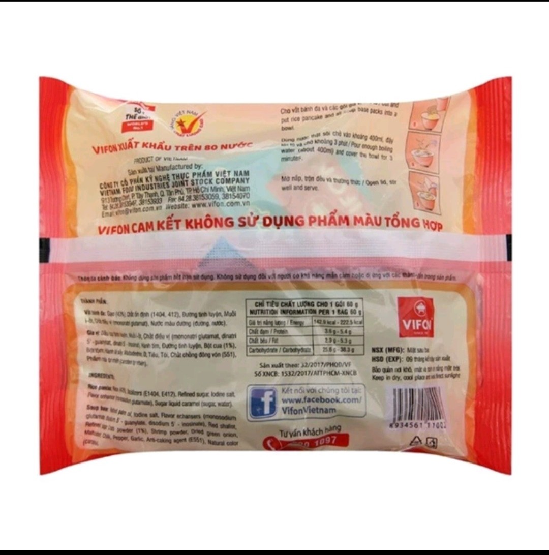 Thùng 30 gói bánh đa cua Vifon 60g