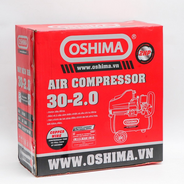 Máy Nén Khí Không Dầu Oshima 30 Lít 2HP