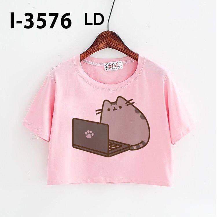 Áo croptop mèo laptop LDU0319