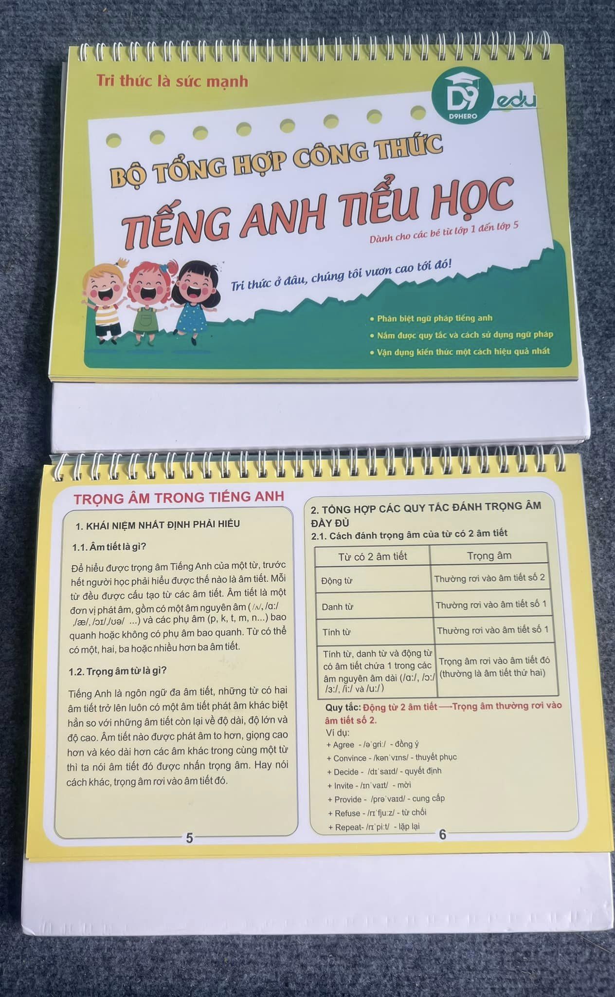 Bộ lịch công thức Văn toán và tiếng anh tiểu học