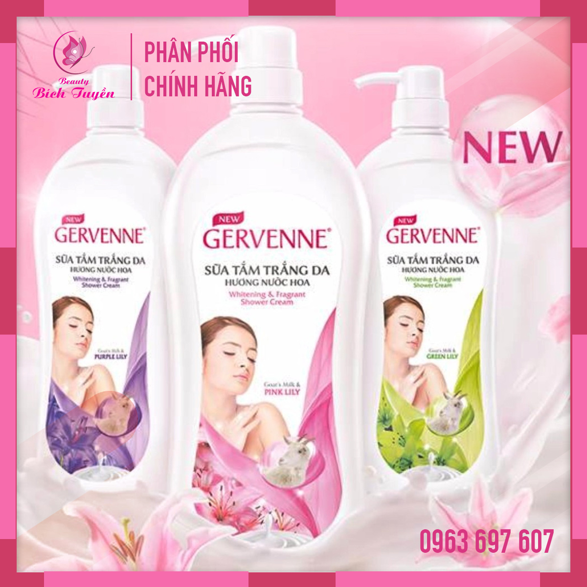 Sữa Tắm Trắng Da Hương Nước Hoa Gervenne 900g