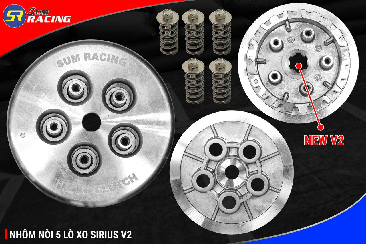 Nhôm nồi 5 lò xo mẫu mới sum racing cho sirius 110 jupiter 110