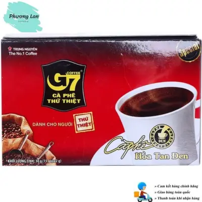 [Combo 5 hộp] Cafe G7 đen Không Đường, Cafe Đen Trung Nguyên, Hộp 15 Stick 2gr- 16gr