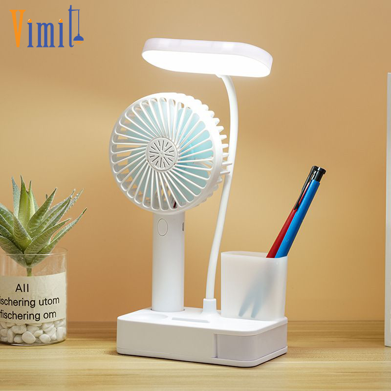 Vimite Study Table Lamp with Fan Usb Rechargeable 3