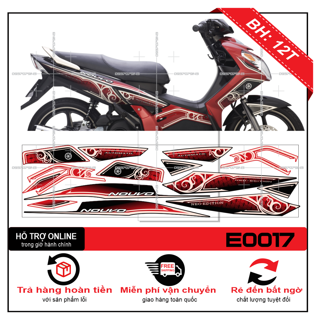 Tem rời xe NOUVO 2,3 ZIN ĐỎ ĐEN
