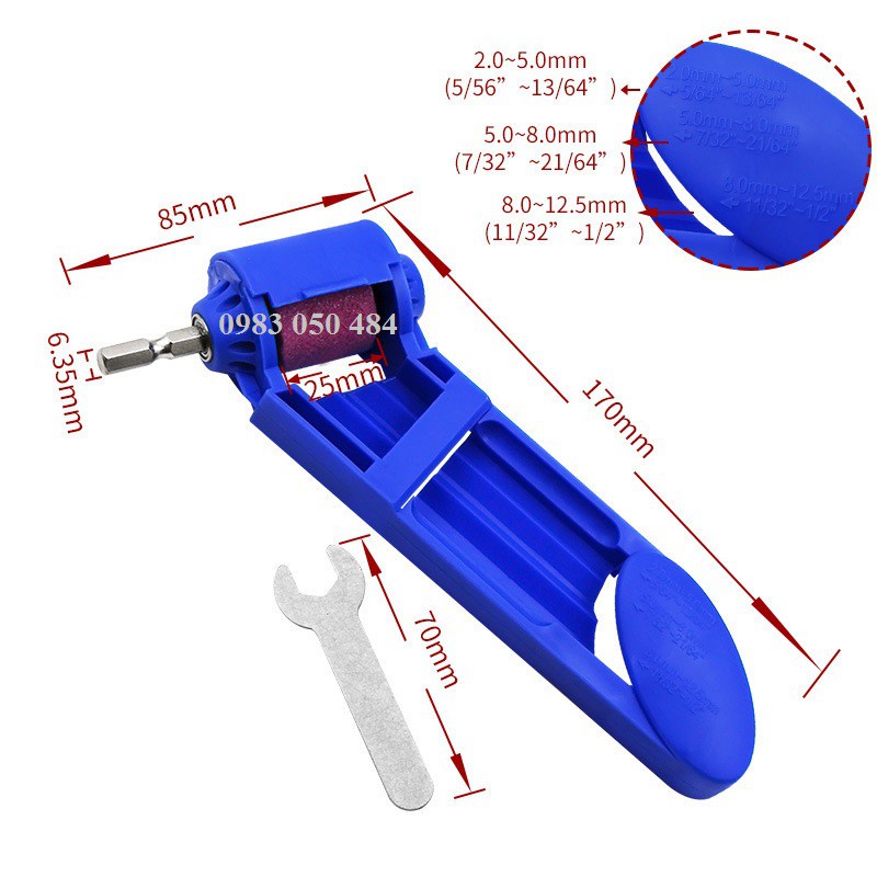 Dụng cụ mài mũi khoan cap cấp tặng cờ lê - Cữ mài mũi khoan bằng máy khoan 2-12.5mm