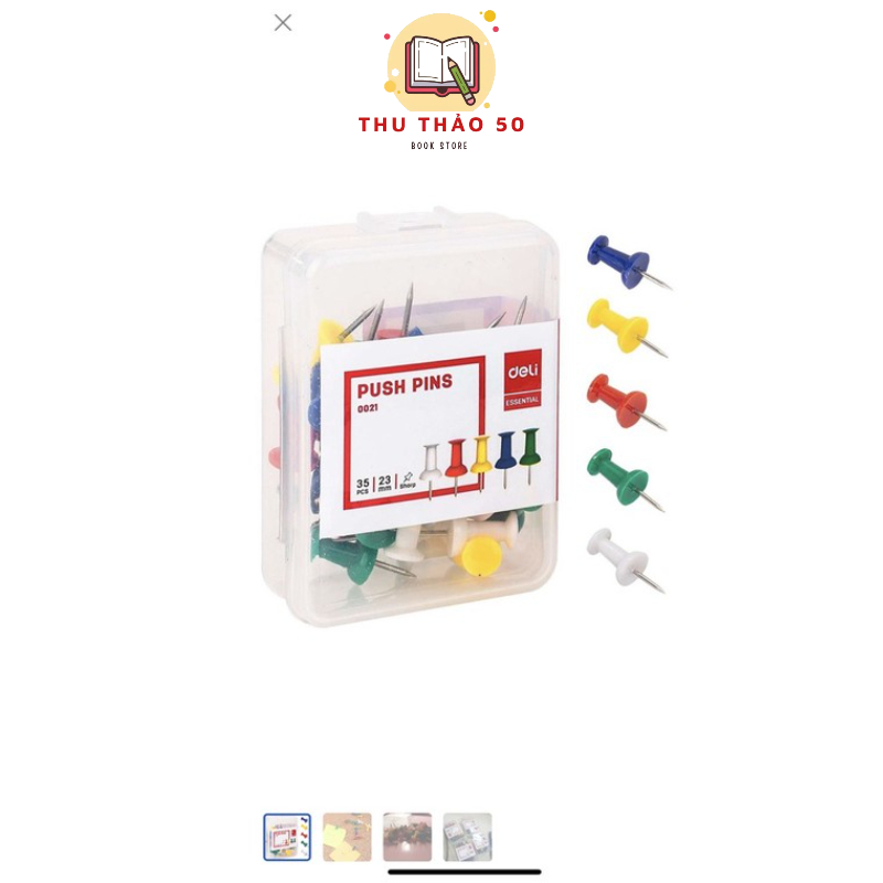 Đinh ghim bảng ghim bần, bảng nỉ nhựa màu Deli 0021.