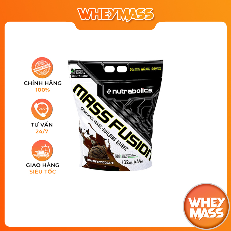 Nutrabolics Mass Fusion 12lbs Hỗ Trợ Tăng Cân Nhanh Xây Dựng C ơ B ắ p 5.44Kg