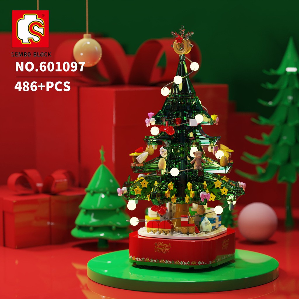 Đồ chơi lắp ráp mô hinh Merry Christmas SD 601097 trang trí cây thông noel có đèn led và cục phát nhạc mẫu mới
