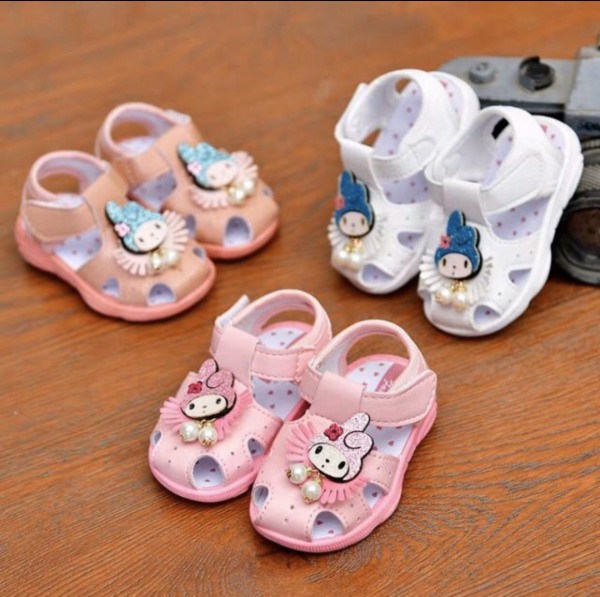 SN4-Giày sandal tập đi cho bé gái đế gấu có kèn hình cô tiên dễ thương - Kèm hình thật