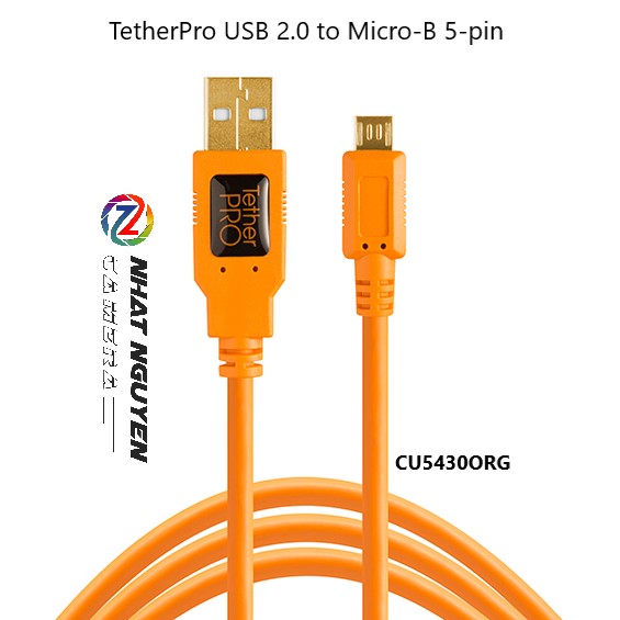 Dây tether tools - tetherpro usb 2.0 to micro b 5 pin - dài 4.6m - màu cam