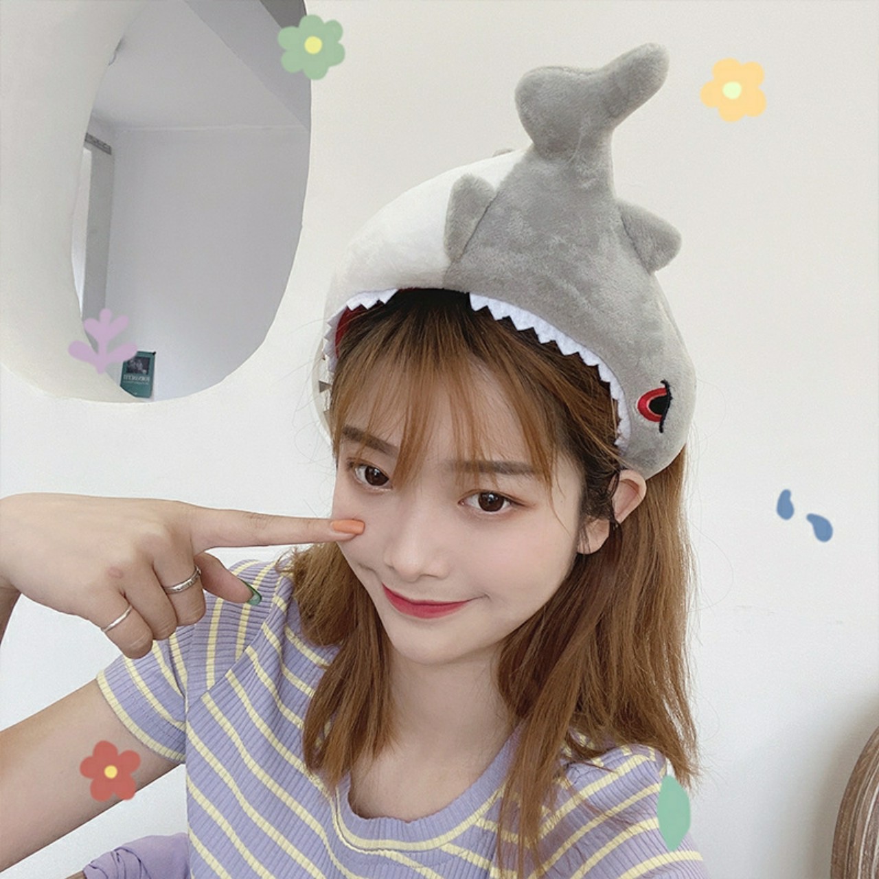 Wide mouth shark headband