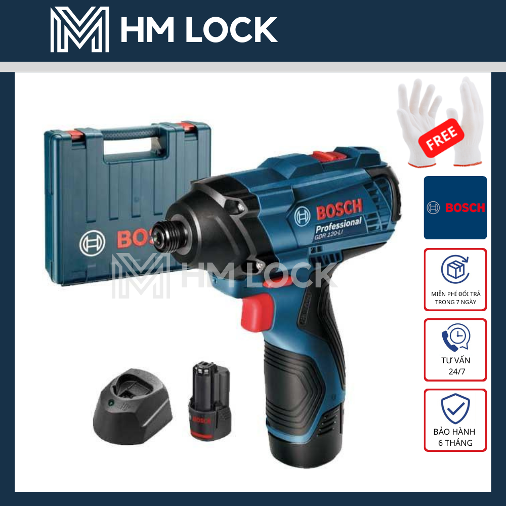 Máy vặn vít dùng pin 12v bosch gdr 120-li - lực 100n.m - hàng chính hãng - hm lock