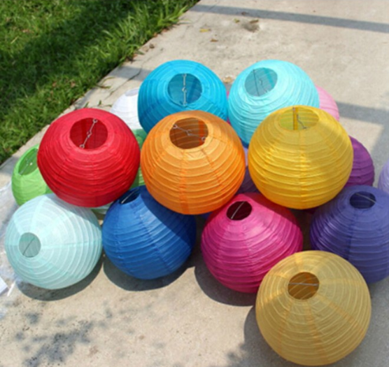 Đèn lồng vải lụa tròn 25cm - nhiều màu trang trí lễ hội
