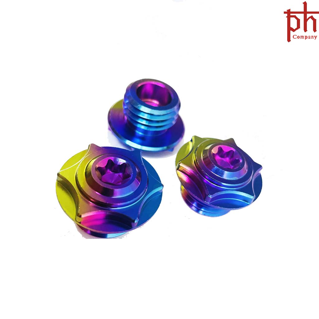 Ốc Nắp Nhớt Titan GR5 Màu Cầu Vồng Các Dòng Xe Honda/Yamaha/Suzuki-PHS