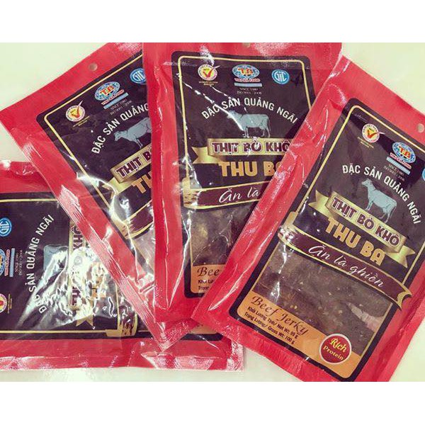 Thịt bò khô miếng THU BA - Đặc sản Quảng Ngãi [gói 100g]