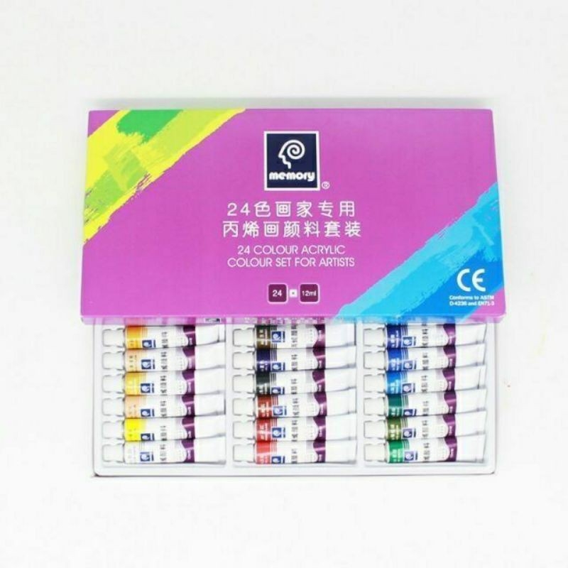 (HÀNG MỚI VỀ)MÀU ACRYLIC MEMORY DẠNG TÚYP 24 MÀU