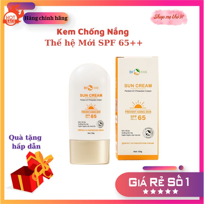 Kem Chống Nắng BIOCOS Sun Cream SPF65+++ (50g mẫu mới 2022)