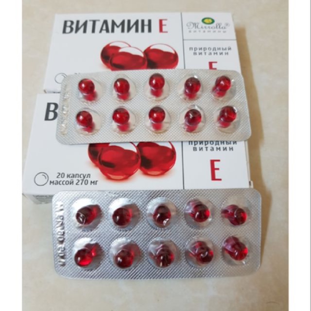 [HCM]Vỉ 20 Viên Vitamine E Đỏ Nga 400mg Mirrolla - Vitamin e đỏ - Vitamin