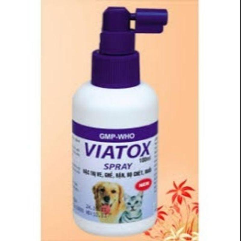 Chai xịt trị ve rận bọ chét VIATOX đậm đặc 100ml đặc trị ve rận bọ chét ở chó mèo