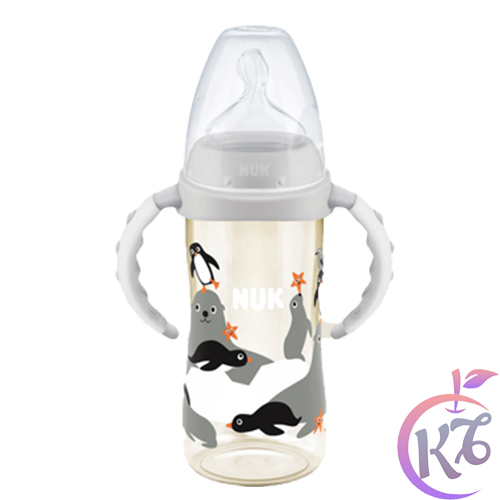 Bình sữa nuk cổ rộng có tay cầm animals premium choice nhựa ppsu 300ml ty silicone 2m - nu36963 - binh sua co rong cho be