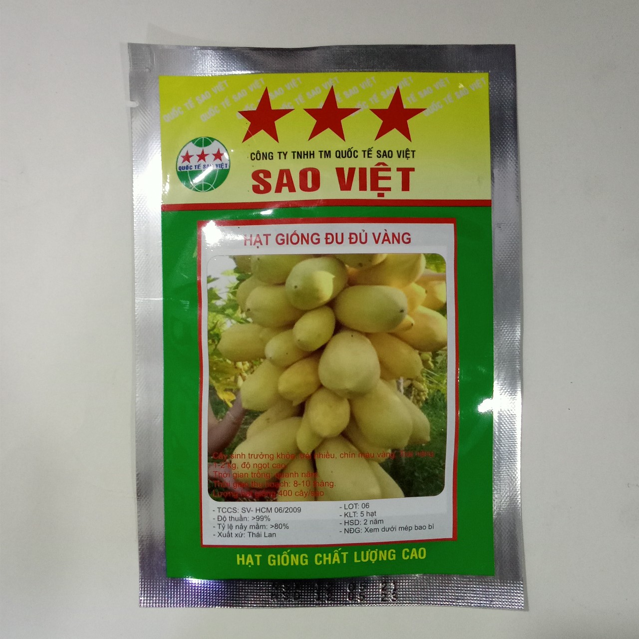 Hạt giống đu đủ vỏ vàng - gói 5 hạt