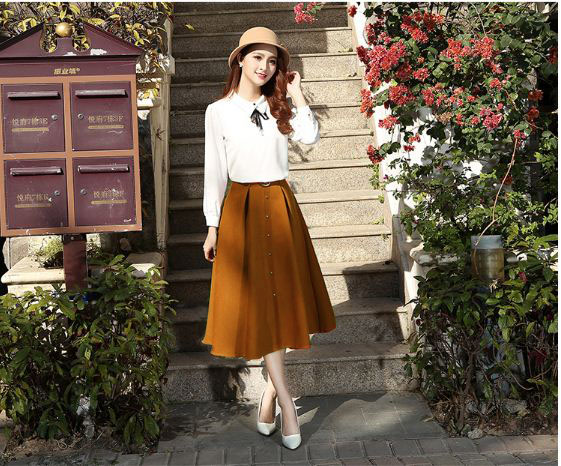 [HCM]Chân váy kem belt xếp ly