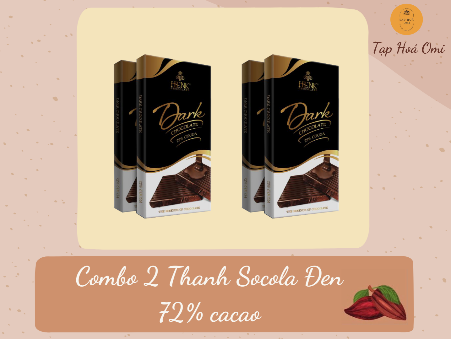 COMBO 2 Thanh Socola Đen 72% Cacao