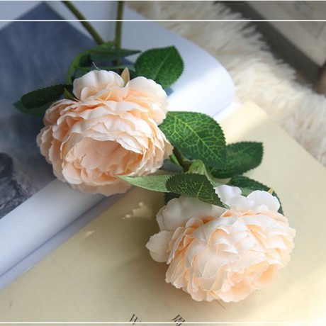 Hoa lụa/Cành hoa mẫu đơn một bông