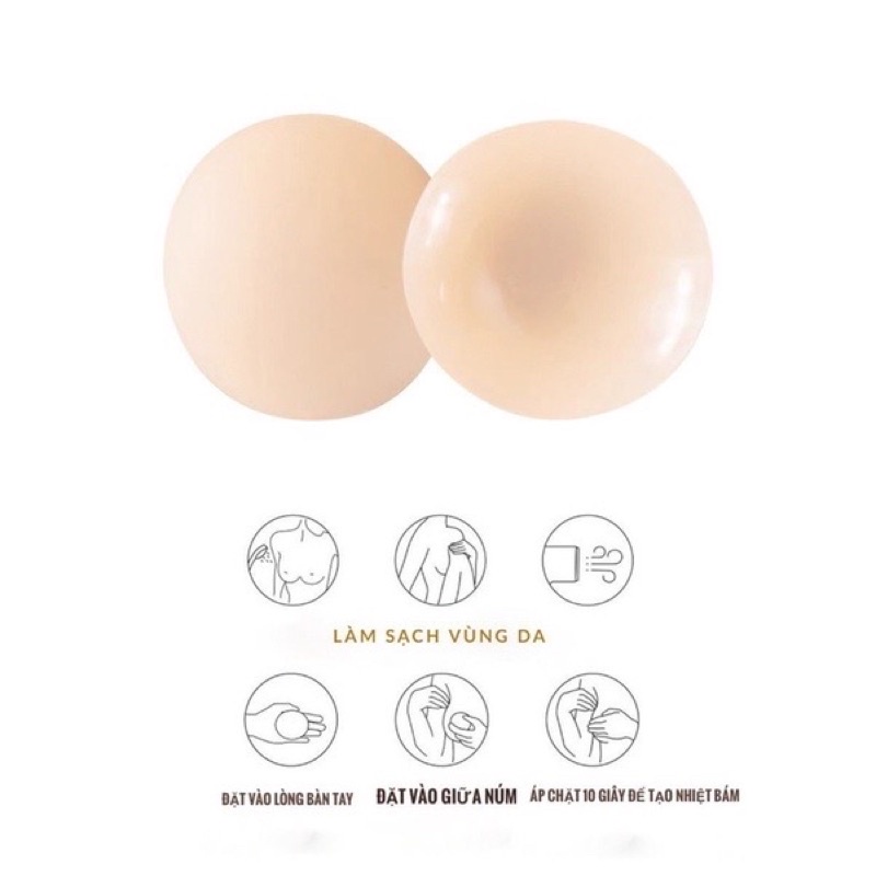 Hộp 6 miếng dán ngực nhiệt - miếng dán ngực eblin tự thân silicon không keo siêu dính bellar d539