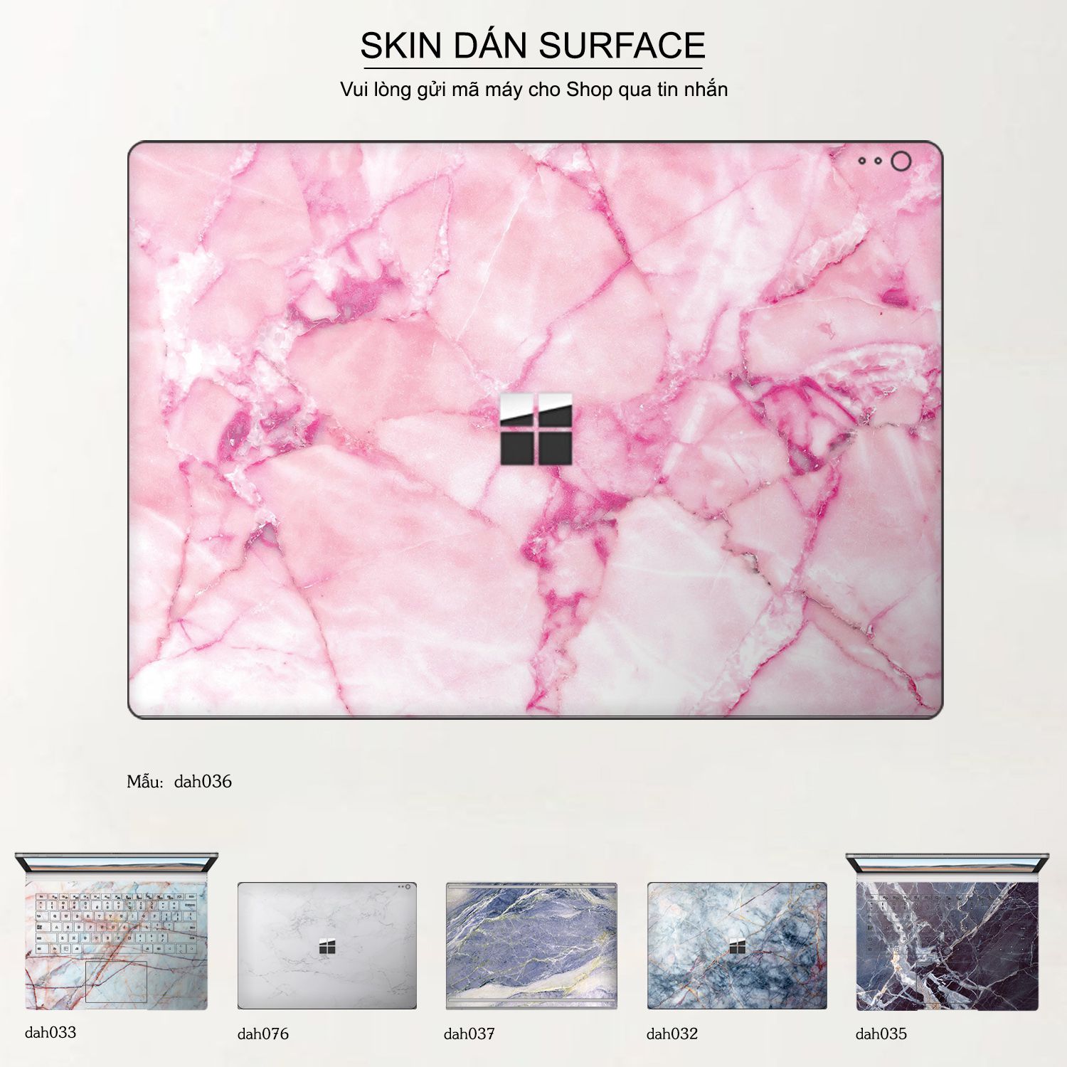Decal Skin dán Surface Pro / Laptop / Go / Book mẫu vân đá (inbox mã máy cho shop)