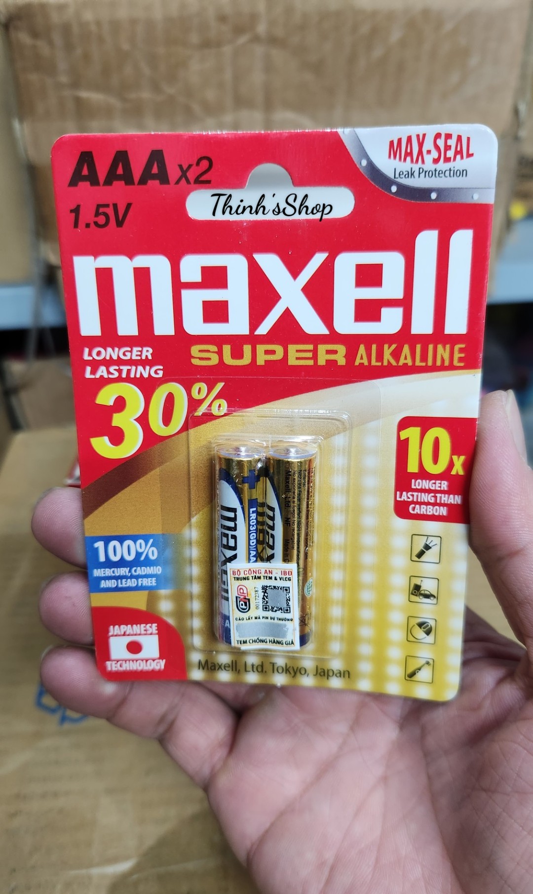 Vỉ 2 viên pin đũa AAA Maxell Super Alkaline 1.5V chính hãng