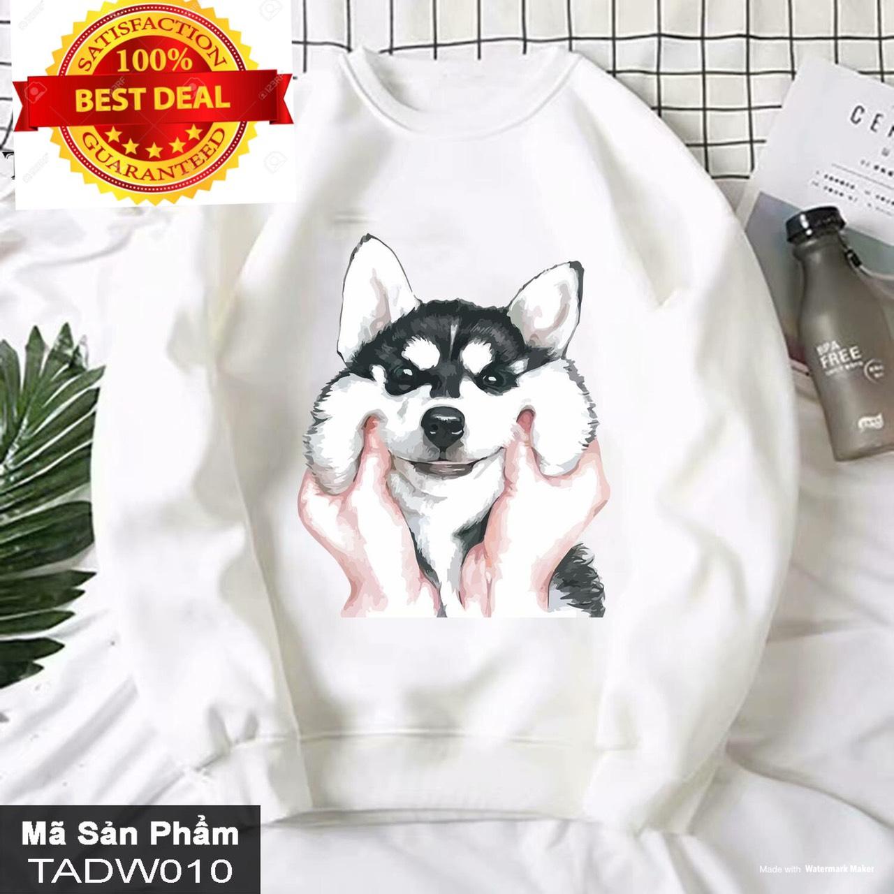 Áo nỉ sweater thu đông husky có bigsize đến hơn 100kg chất nỉ bông dày mịn