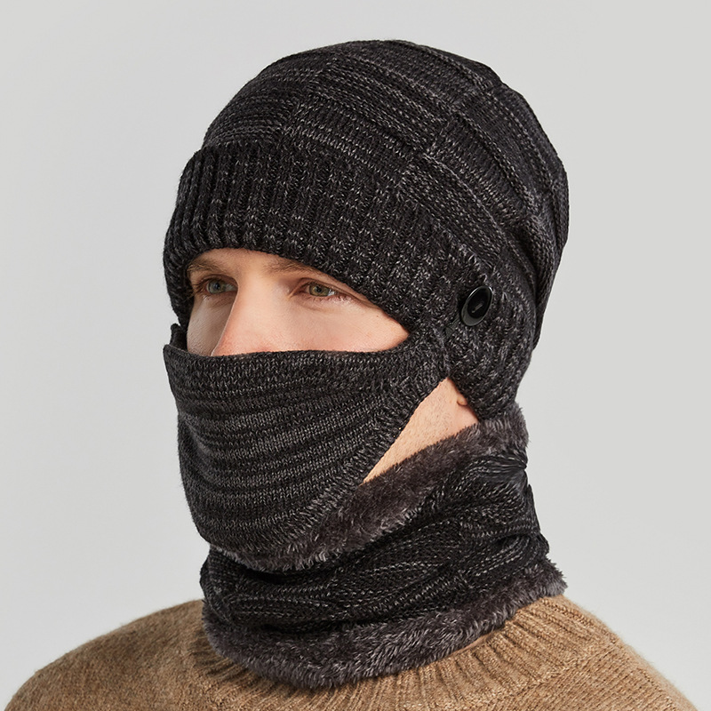 Mũ mùa đông mũ trùm đầu snoods nhung dày Mũ len nam mùa thu mùa đông Mũ Dệt Kim trang phục CHA mẹ-con mũ xe đạp