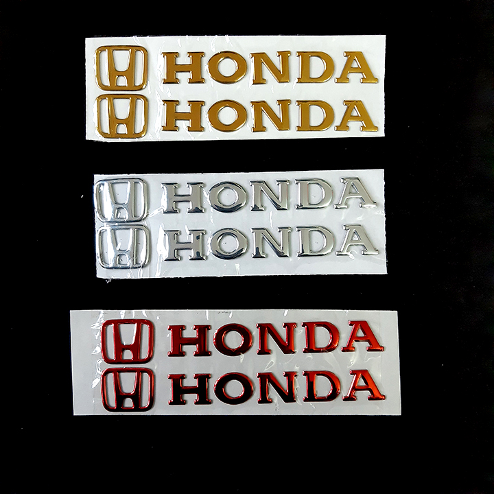 Bộ 2 miếng dán nổi chữ Honda ( Đỏ)