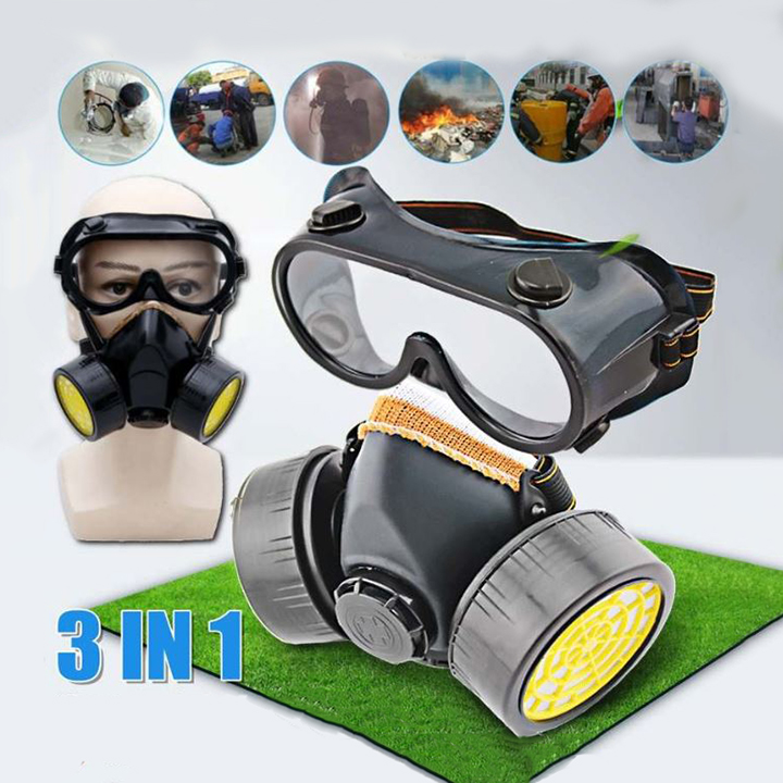 Mặt nạ lọc độc, chống độc, phun sơn 2 Pin lọc + Kính