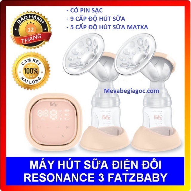 (FREESHIP ĐẾN 50k) Máy hút sữa điện đôi cao cấp có pin sạc Fatz Fatzbaby Resonance 3 - FB1160VN MGF