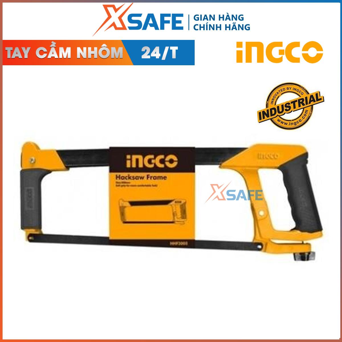 Hacksaw frame ingco HHF3008 mechanism blade changes fast. Alloy saw premium is specially used to saw, cutting wood, iron, aluminum, ống plastic,. Anti-impact, anti-deformation genuine delivery xsafe