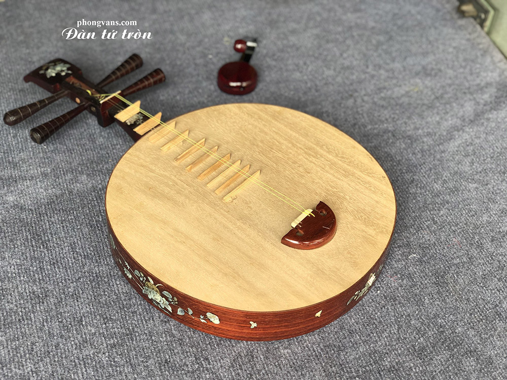 Đàn Tứ Tròn Gỗ Hương Đỏ Khảm Trai