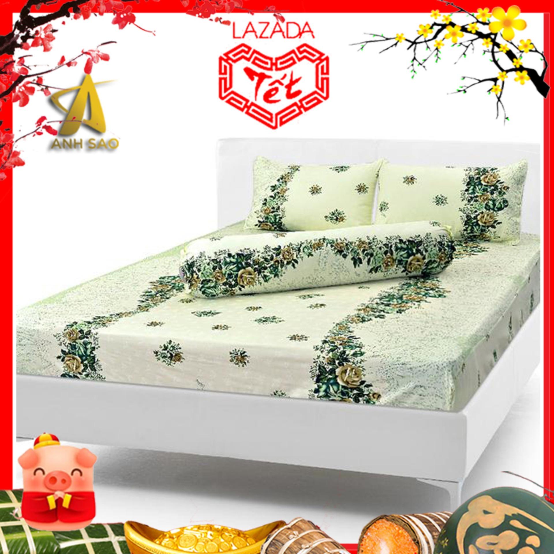 Bộ ga giường Cotton Cao cấp Thắng Lợi - bộ 3 món (1 drap + 2 vỏ gối nằm + 1 vỏ gối ôm) (Giường 2 người: 1m6 x 2m; Giường 3 người: 1m8 x 2m)