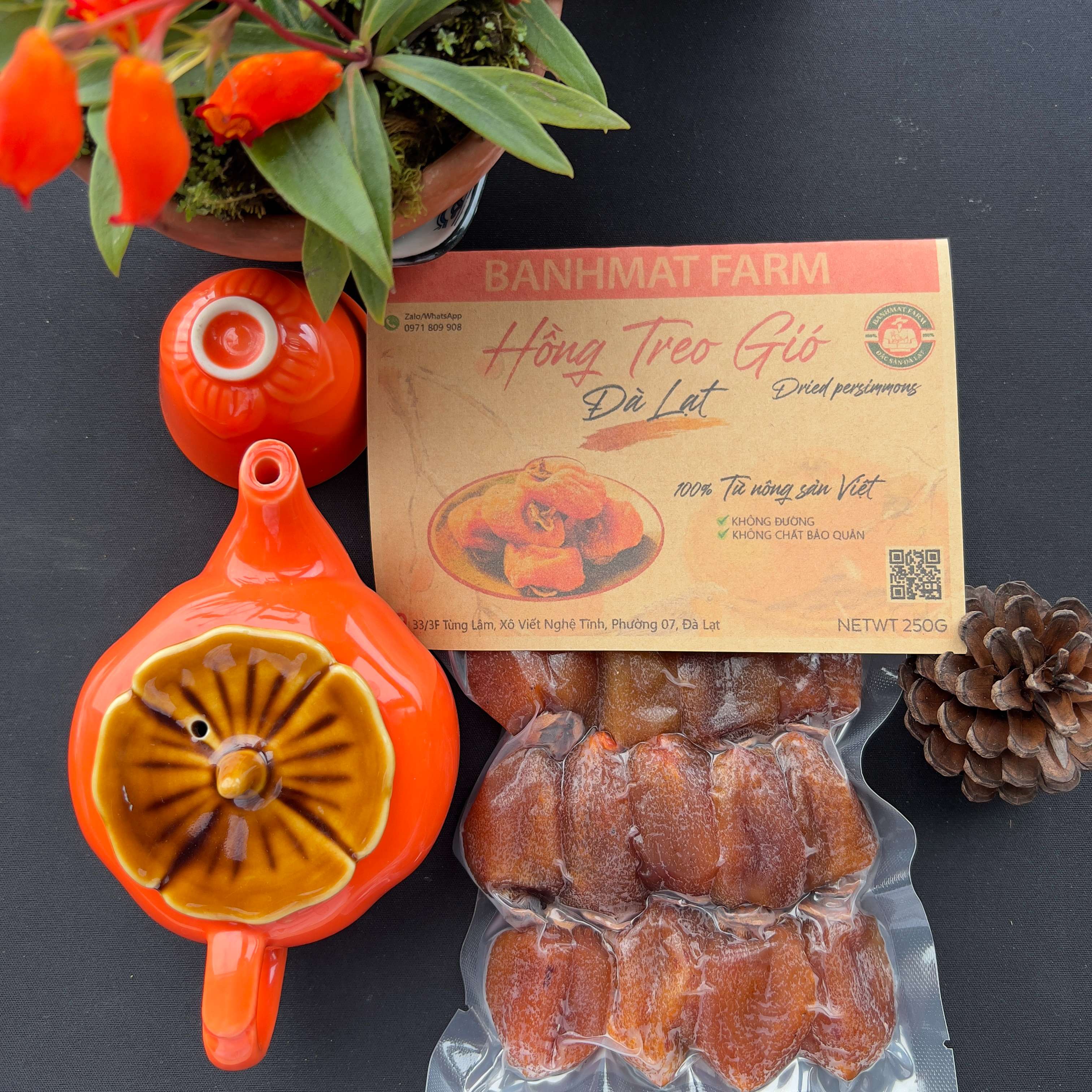 Hồng treo gió 500gr hoàn toàn không đường BánhMật Farm đặc sản Đà Lạt loại đặc biệt của cao nguyên sương mù
