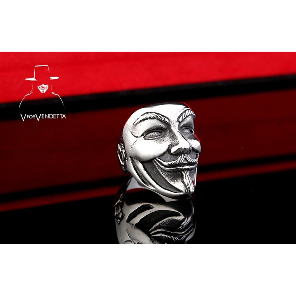 Nhẫn nam hợp kim mặt nạ hacker -X09