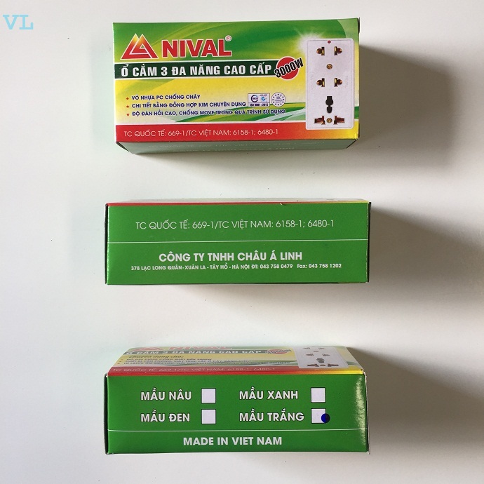 Ổ cắm 3 lổ NIVAL cao cấp