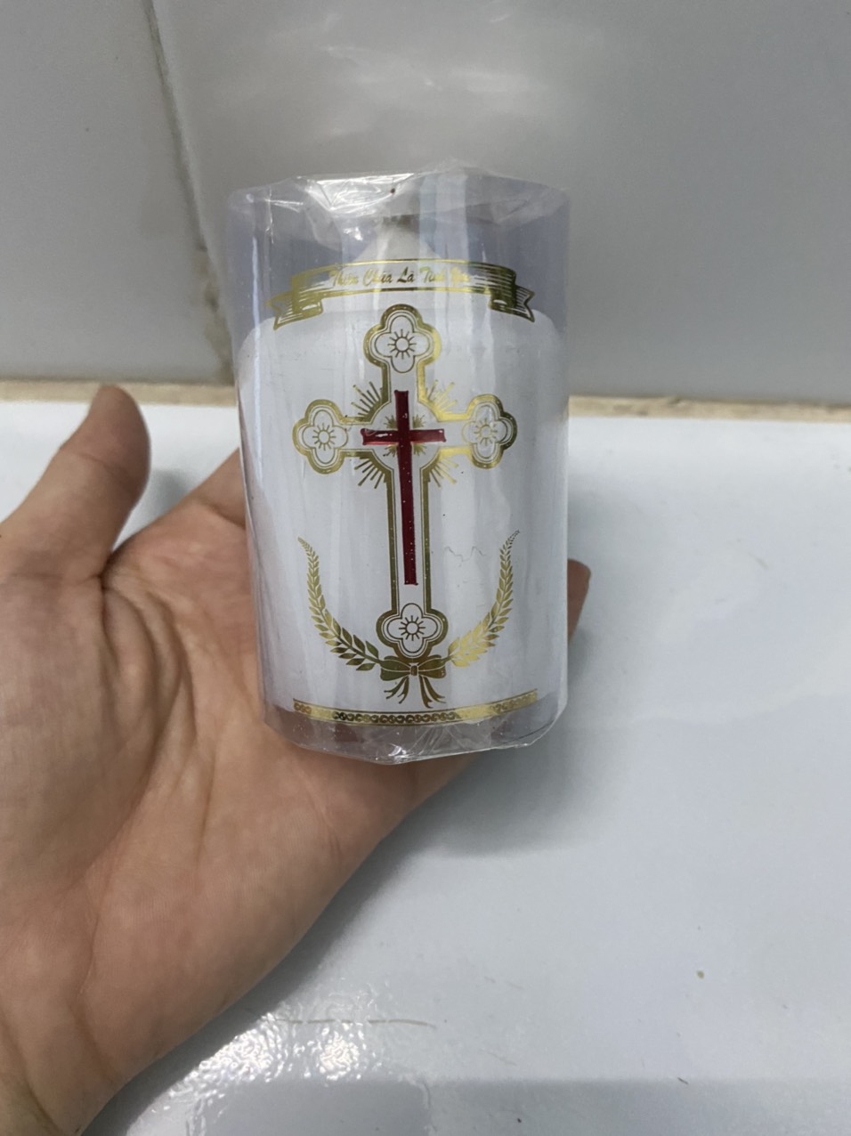 225. Cặp đèn cầy công giáo 6cm
