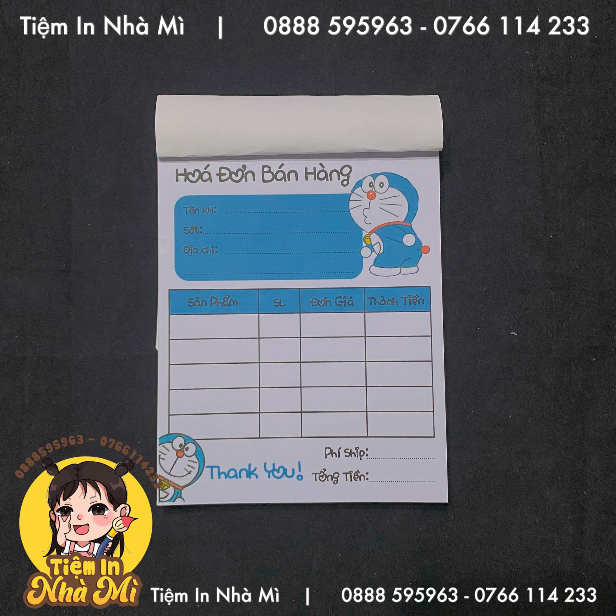 Hoá đơn A6 mẫu Gấu Losto, Đôremon