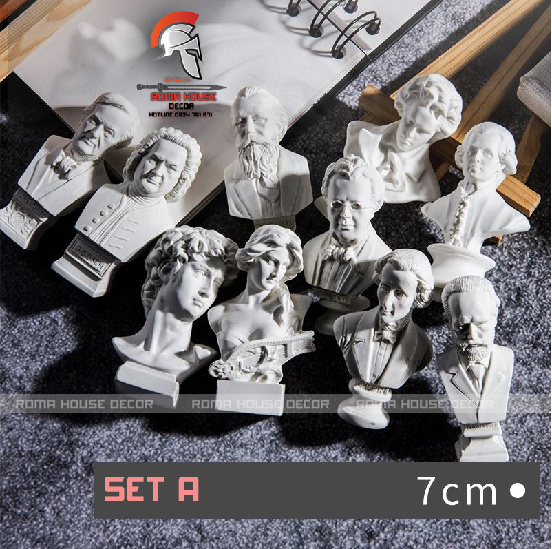 Bộ 10 tượng mini trang trí nhựa thạch cao