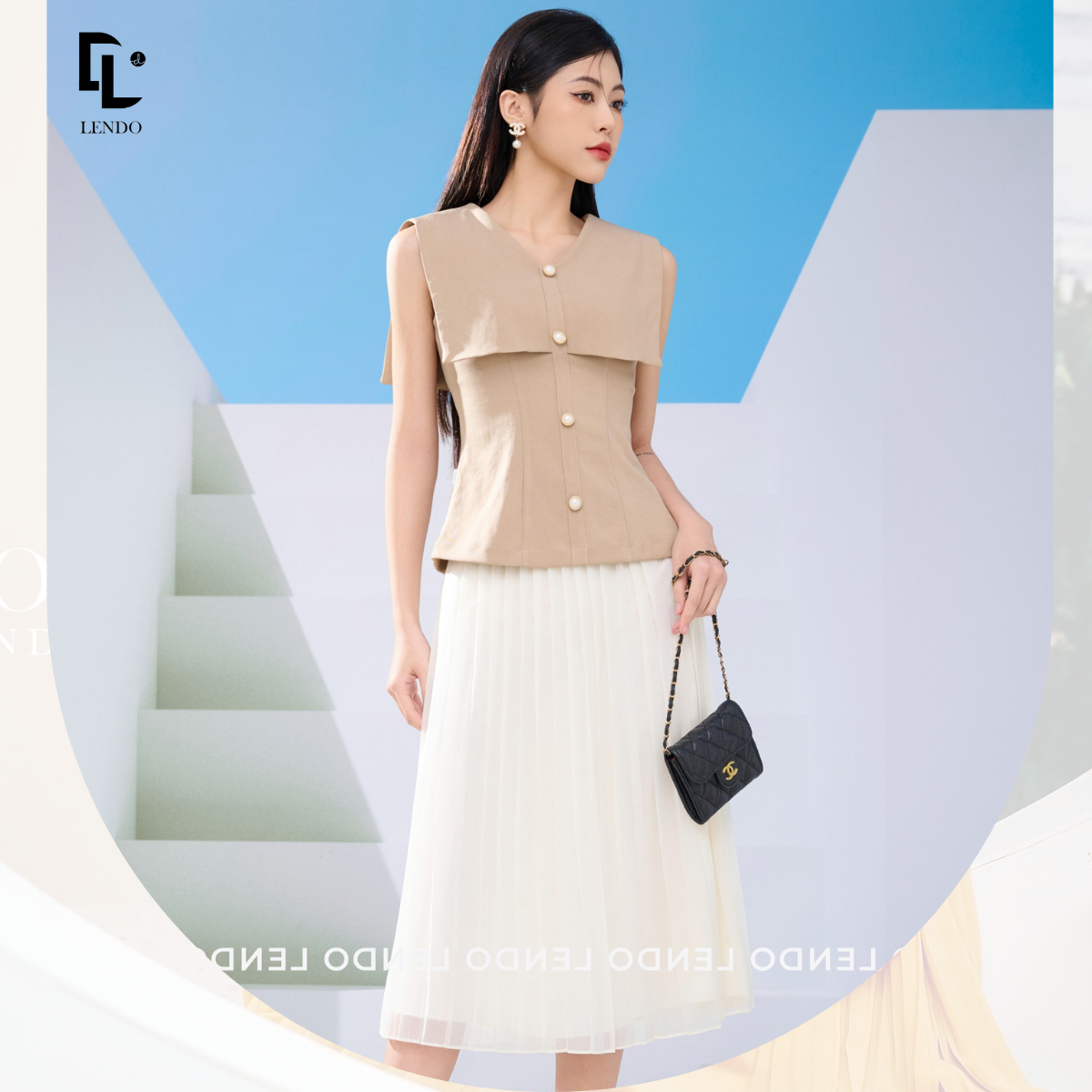 Áo Peplum Đính Cúc Trai LENDO A230309