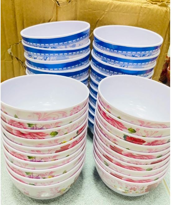 Chén ăn cơm melamine thổi bông xanh đỏ đẹp