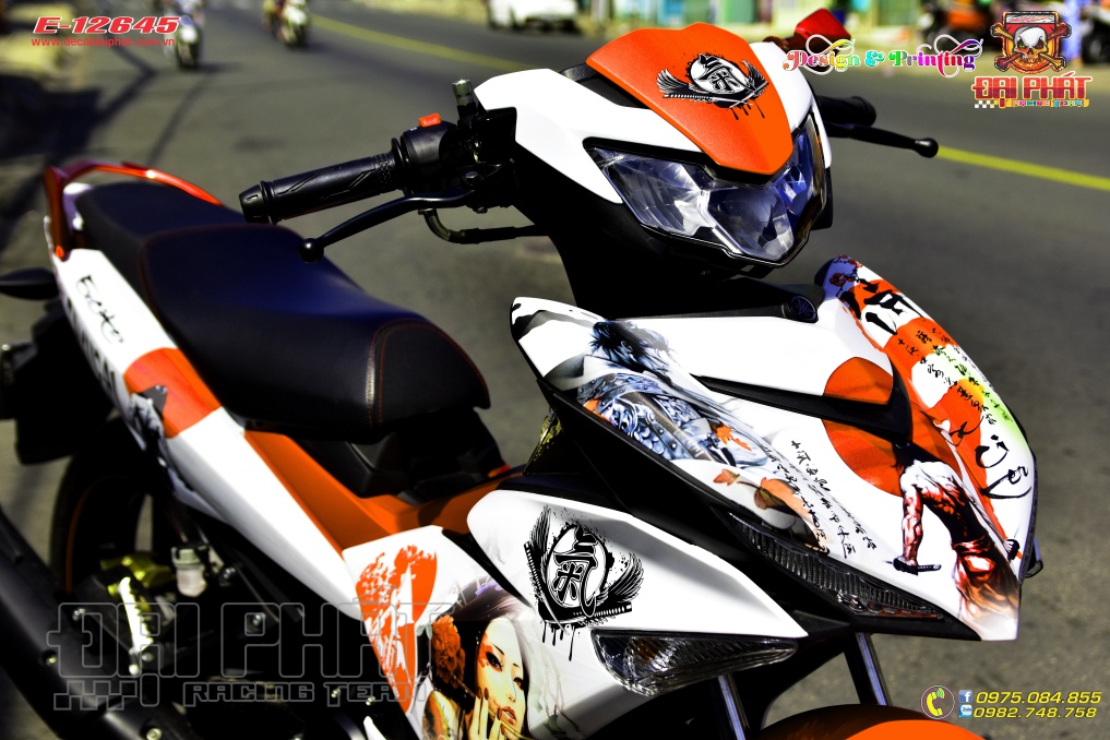 Tem Xe Exciter 150 Samurai Trắng Đỏ